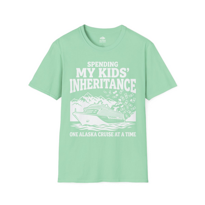Spending My Kids Inheritance Funny Alaska Cruise Shirt — T-Shirt T-Shirt – Mint Green – Alaska Cruise Shirts
