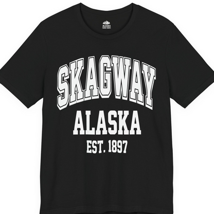 Skagway Alaska Est 1897 Vintage Collegiate Souvenir Shirt — Premium Tee T-Shirt – Black – Alaska Cruise Shirts