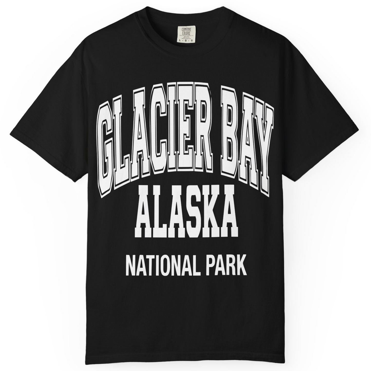 Glacier Bay Alaska National Park Classic Souvenir T-Shirt — Comfort T-Shirt – Black – Alaska Cruise Shirts