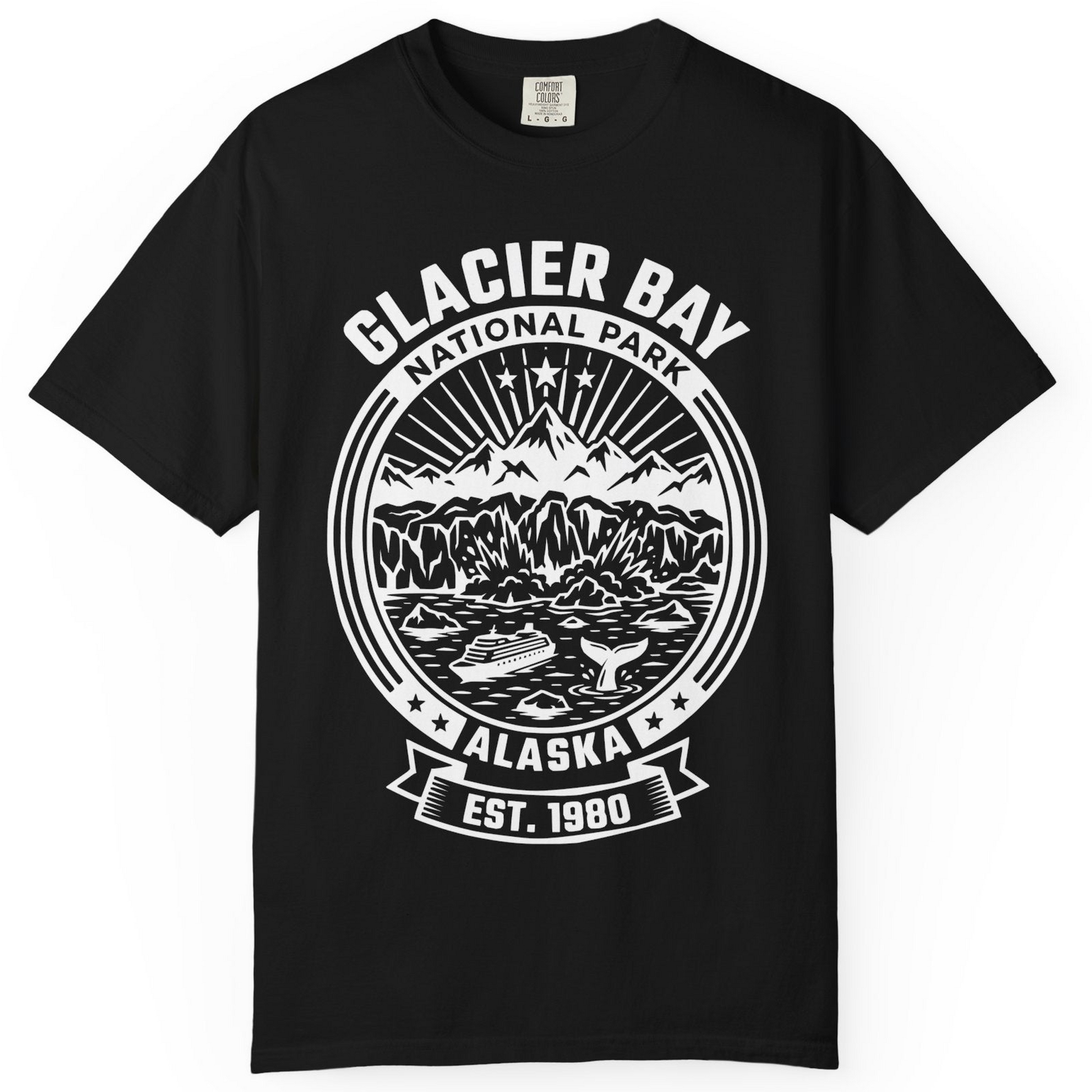 Glacier Bay Alaska National Park Adventure Shirt for Travelers — Comfort T-Shirt – Black – Alaska Cruise Shirts