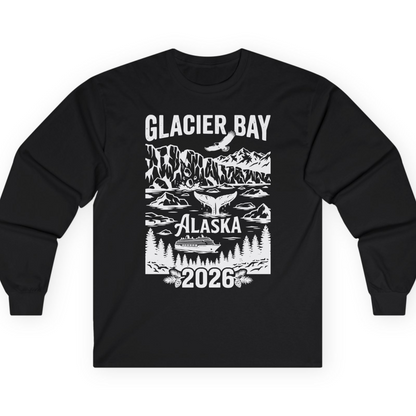 Glacier Bay Alaska 2026 Cruise Adventure Nature Scene Shirt — Long Sleeve T-Shirt – Black – Alaska Cruise Shirts