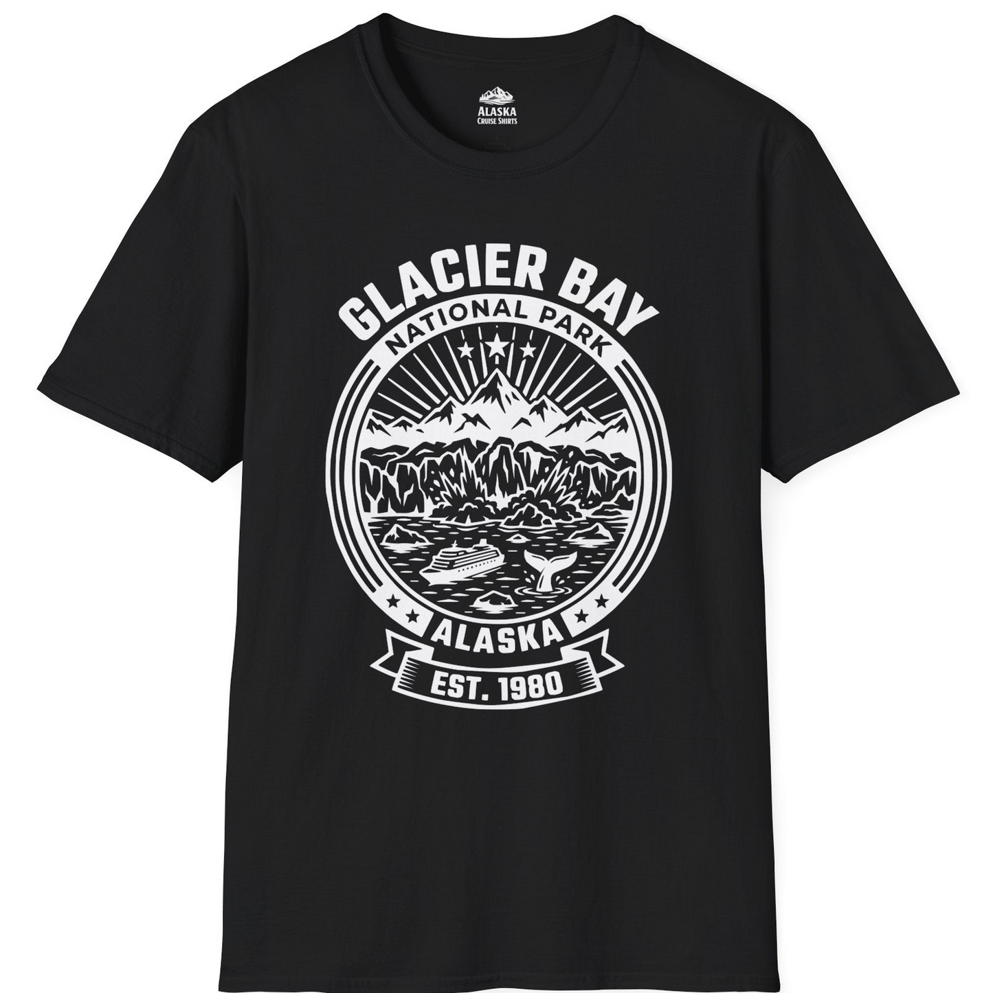 Glacier Bay Alaska National Park Adventure Shirt for Travelers — T-Shirt T-Shirt – Black – Alaska Cruise Shirts