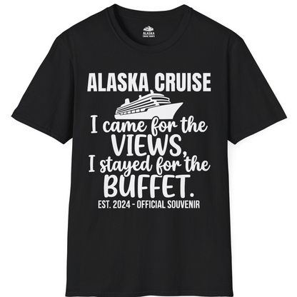 Alaska Cruise Views and Buffet Funny Official Souvenir Shirt — T-Shirt T-Shirt – Black – Alaska Cruise Shirts