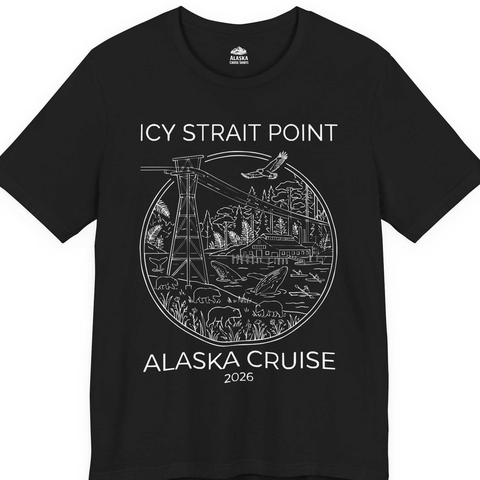 Icy Strait Point Alaska Cruise 2026 Nature Adventure T-Shirt — Premium Tee T-Shirt – Black – Alaska Cruise Shirts