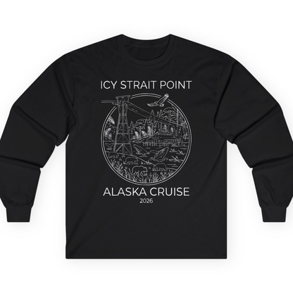 Icy Strait Point Alaska Cruise 2026 Nature Adventure T-Shirt — Long Sleeve T-Shirt – Black – Alaska Cruise Shirts