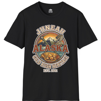 Juneau Alaska Gold Rush Heritage Vintage Travel T-Shirt — T-Shirt T-Shirt – Black – Alaska Cruise Shirts