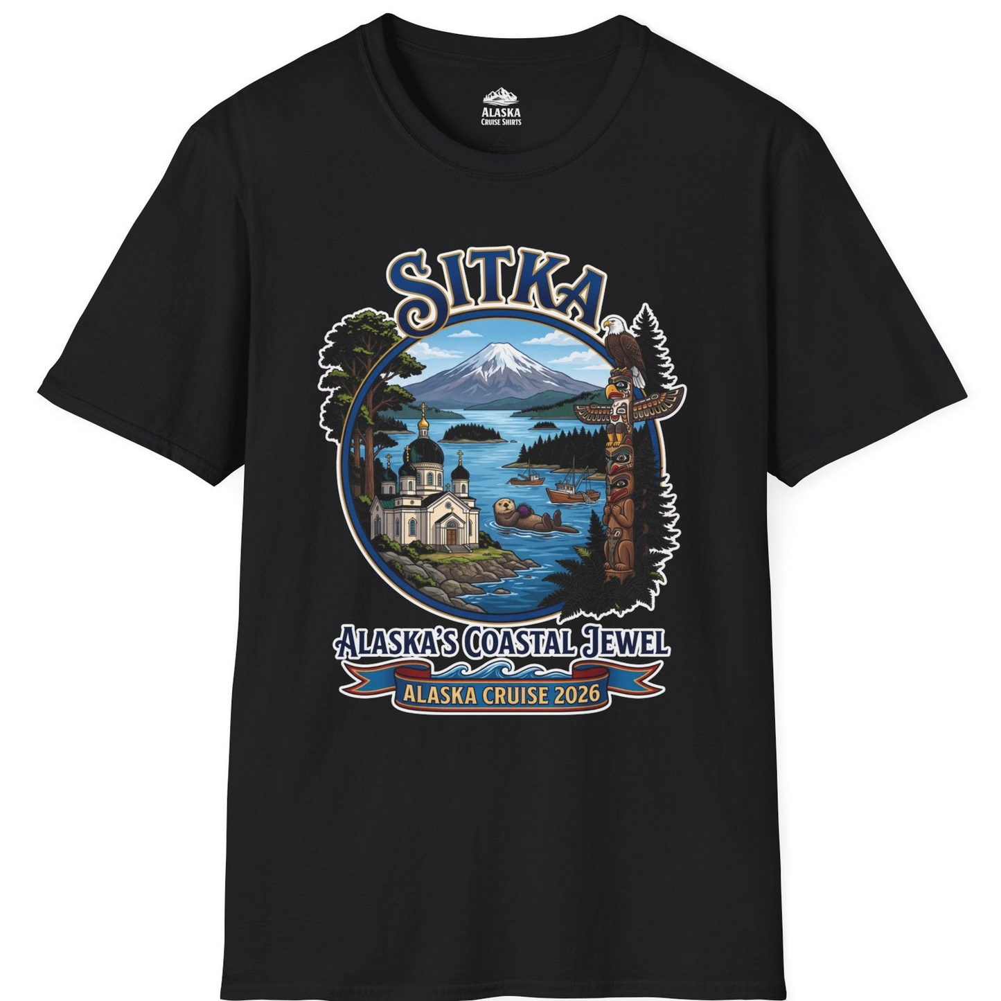 Sitka Alaska Cruise 2026 Alaska's Coastal Jewel Travel Souvenir Shirt — T-Shirt T-Shirt – Black – Alaska Cruise Shirts