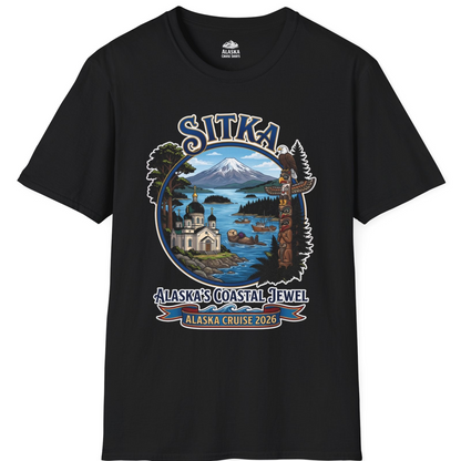 Sitka Alaska Cruise 2026 Alaska's Coastal Jewel Travel Souvenir Shirt — T-Shirt T-Shirt – Black – Alaska Cruise Shirts