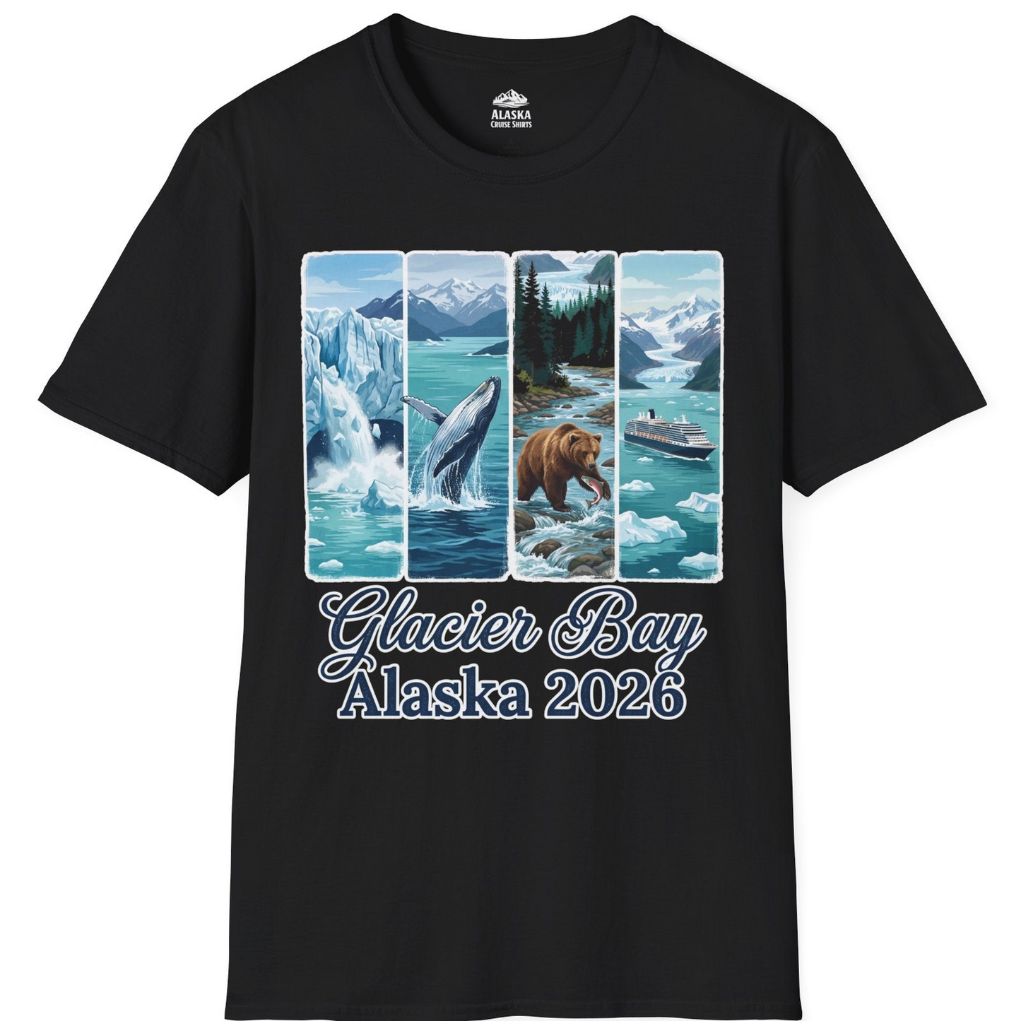 Glacier Bay Alaska 2026 Cruise Nature Wildlife Adventure Shirt — T-Shirt T-Shirt – Black – Alaska Cruise Shirts