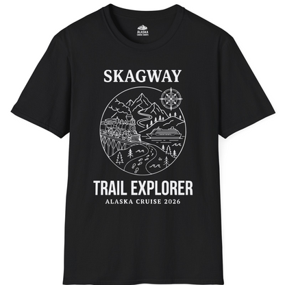 Skagway Trail Explorer Alaska Cruise Scenic Adventure Shirt — T-Shirt T-Shirt – Black – Alaska Cruise Shirts