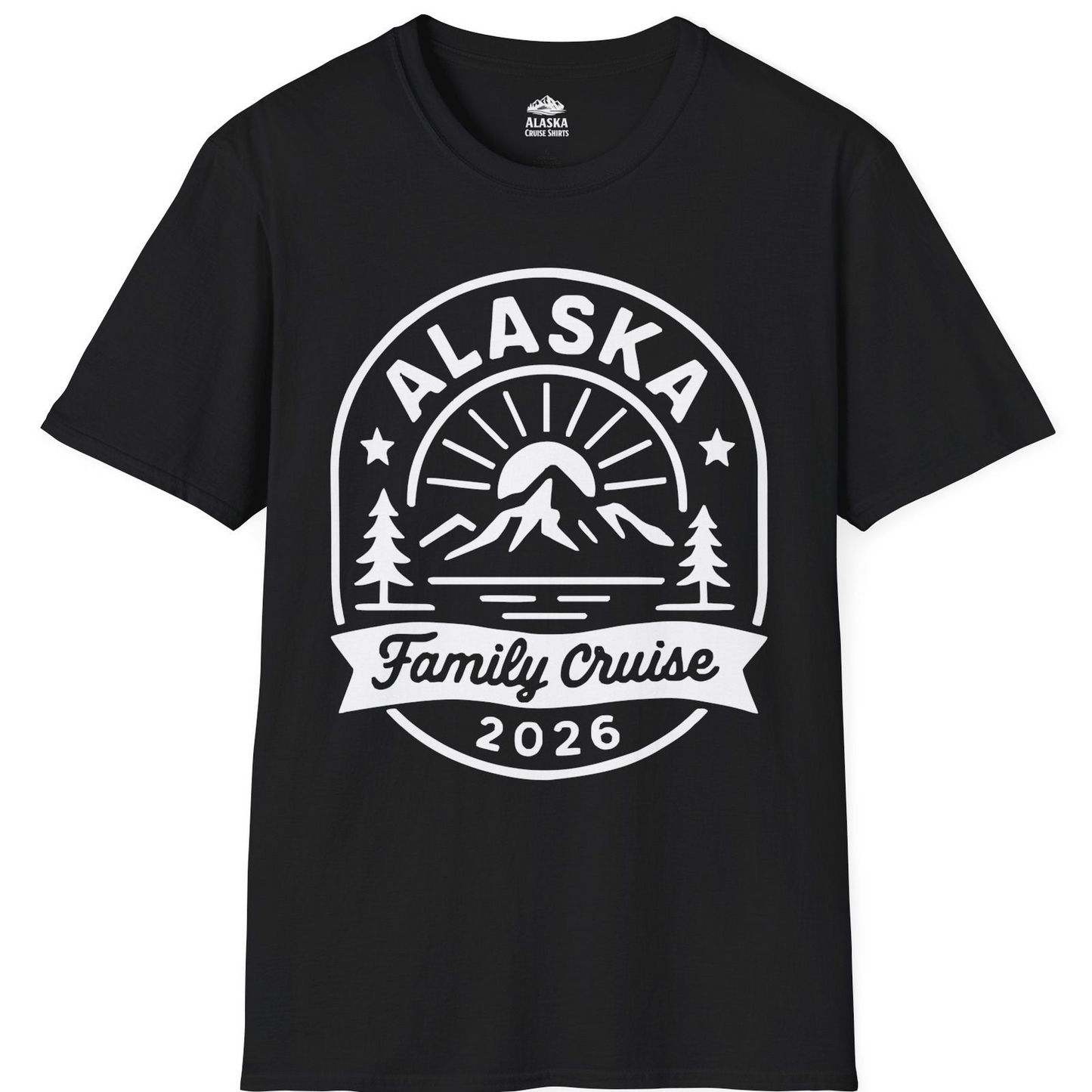 Alaska Family Cruise 2026 Mountain Nature Adventure Shirt — T-Shirt T-Shirt – Black – Alaska Cruise Shirts