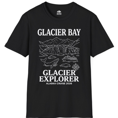 Glacier Bay Alaska Cruise 2026 Glacier Explorer Souvenir Shirt — T-Shirt T-Shirt – Black – Alaska Cruise Shirts