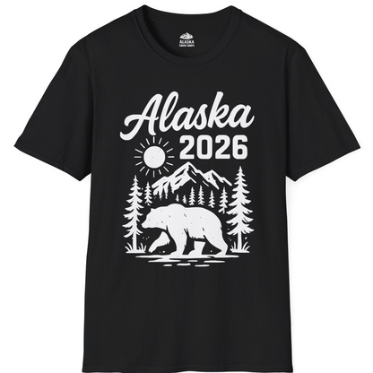 Alaska 2026 Bear and Mountains Nature Adventure Shirt — T-Shirt T-Shirt – Black – Alaska Cruise Shirts