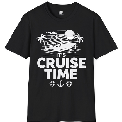 It’s Cruise Time Bold Nautical Vacation Shirt for Cruise Enthusiasts — T-Shirt T-Shirt – Black – Alaska Cruise Shirts