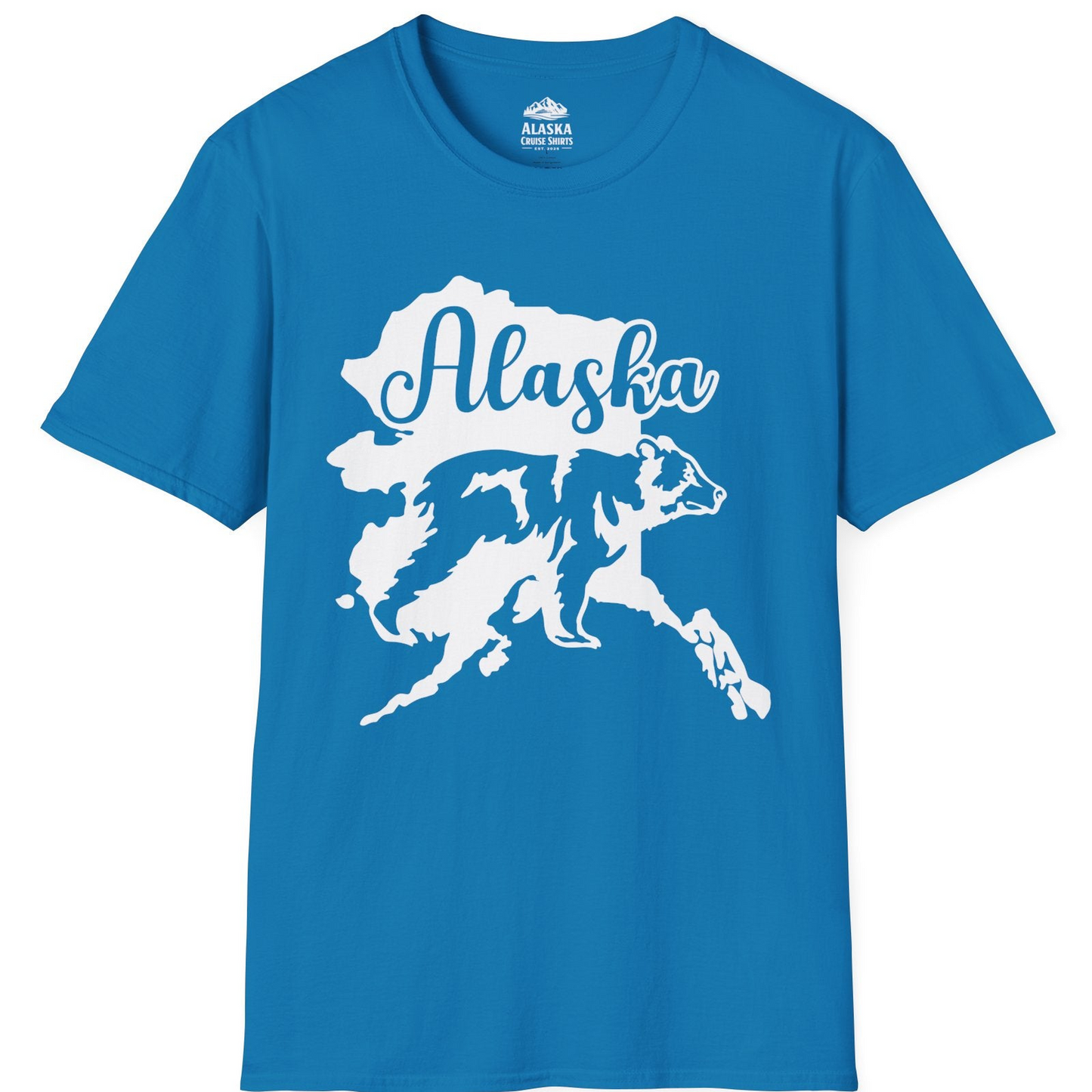Alaska Bear Silhouette Shirt - Bold Wilderness Wildlife Graphic Tee T-Shirt – Sapphire – Alaska Cruise Shirts
