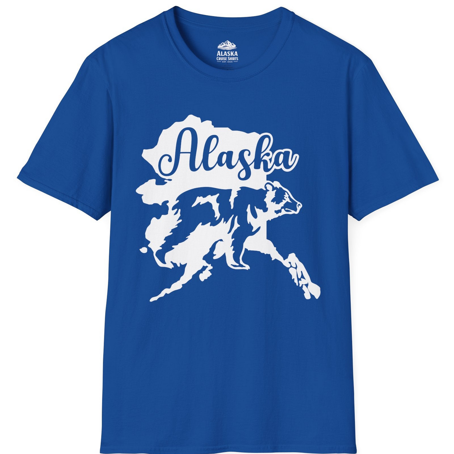 Alaska Bear Silhouette Shirt - Bold Wilderness Wildlife Graphic Tee T-Shirt – Royal – Alaska Cruise Shirts