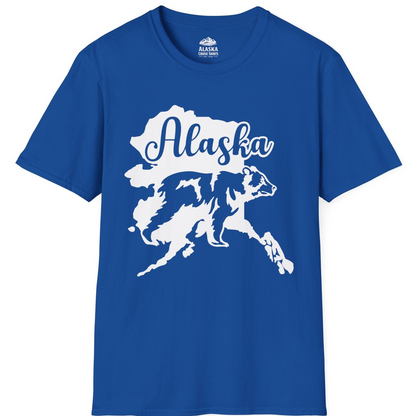 Alaska Bear Silhouette Shirt - Bold Wilderness Wildlife Graphic Tee T-Shirt – Royal – Alaska Cruise Shirts