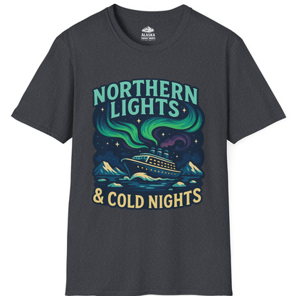 Northern Lights Alaska Cruise Ship Night Adventure Travel Shirt T-Shirt – Dark Heather Grey – Alaska Cruise Shirts