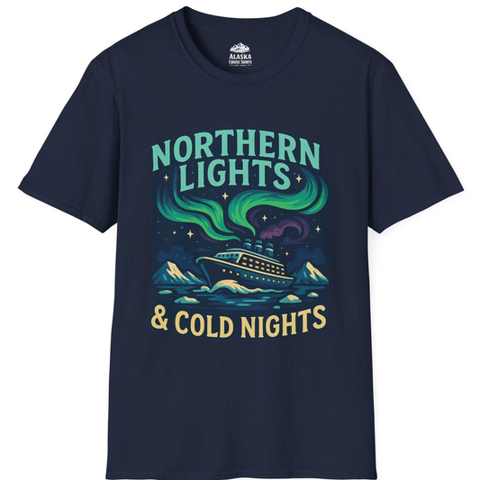 Northern Lights Alaska Cruise Ship Night Adventure Travel Shirt T-Shirt – Navy – Alaska Cruise Shirts