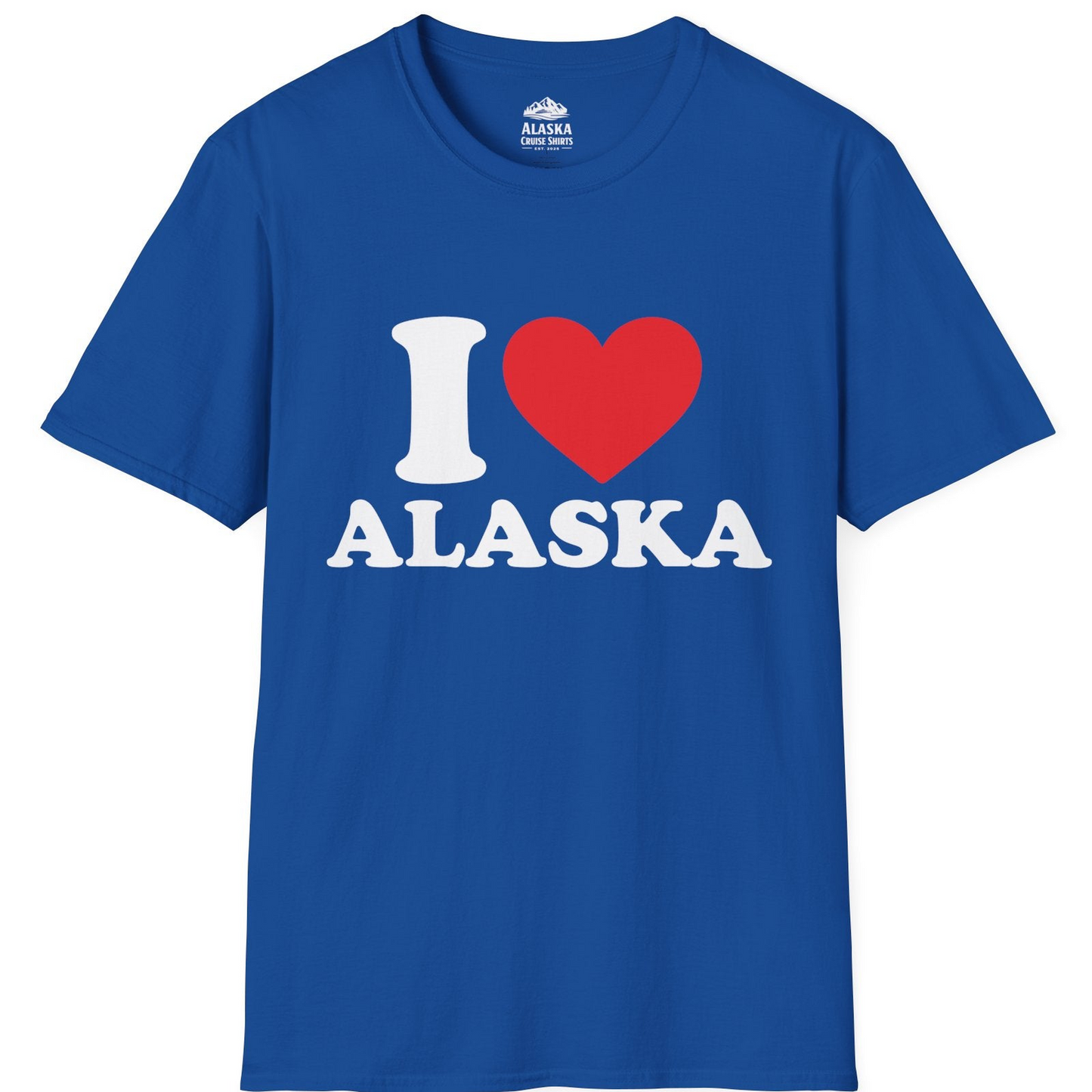 I Love Alaska Shirt - Bold Heart Graphic Retro Alaska Cruise Tee T-Shirt – Royal – Alaska Cruise Shirts