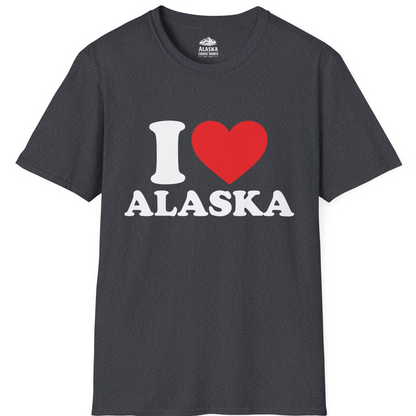 I Love Alaska Shirt - Bold Heart Graphic Retro Alaska Cruise Tee T-Shirt – Dark Heather Grey – Alaska Cruise Shirts