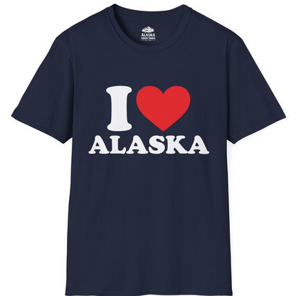 I Love Alaska Shirt - Bold Heart Graphic Retro Alaska Cruise Tee T-Shirt – Navy – Alaska Cruise Shirts