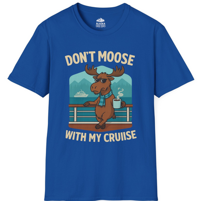 Funny Moose on Alaska Cruise Ship Shirt - Coffee Mountains Cartoon Tee T-Shirt – Royal – Alaska Cruise Shirts