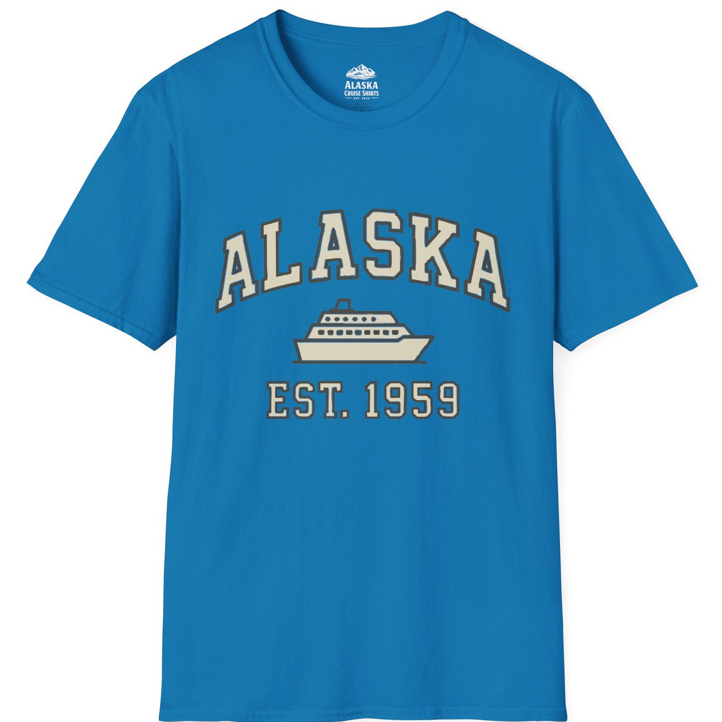Alaska Cruise Shirt - Vintage Collegiate Ship Est 1959 Nautical Design T-Shirt – Sapphire – Alaska Cruise Shirts
