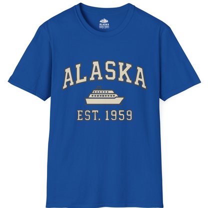 Alaska Cruise Shirt - Vintage Collegiate Ship Est 1959 Nautical Design T-Shirt – Royal – Alaska Cruise Shirts