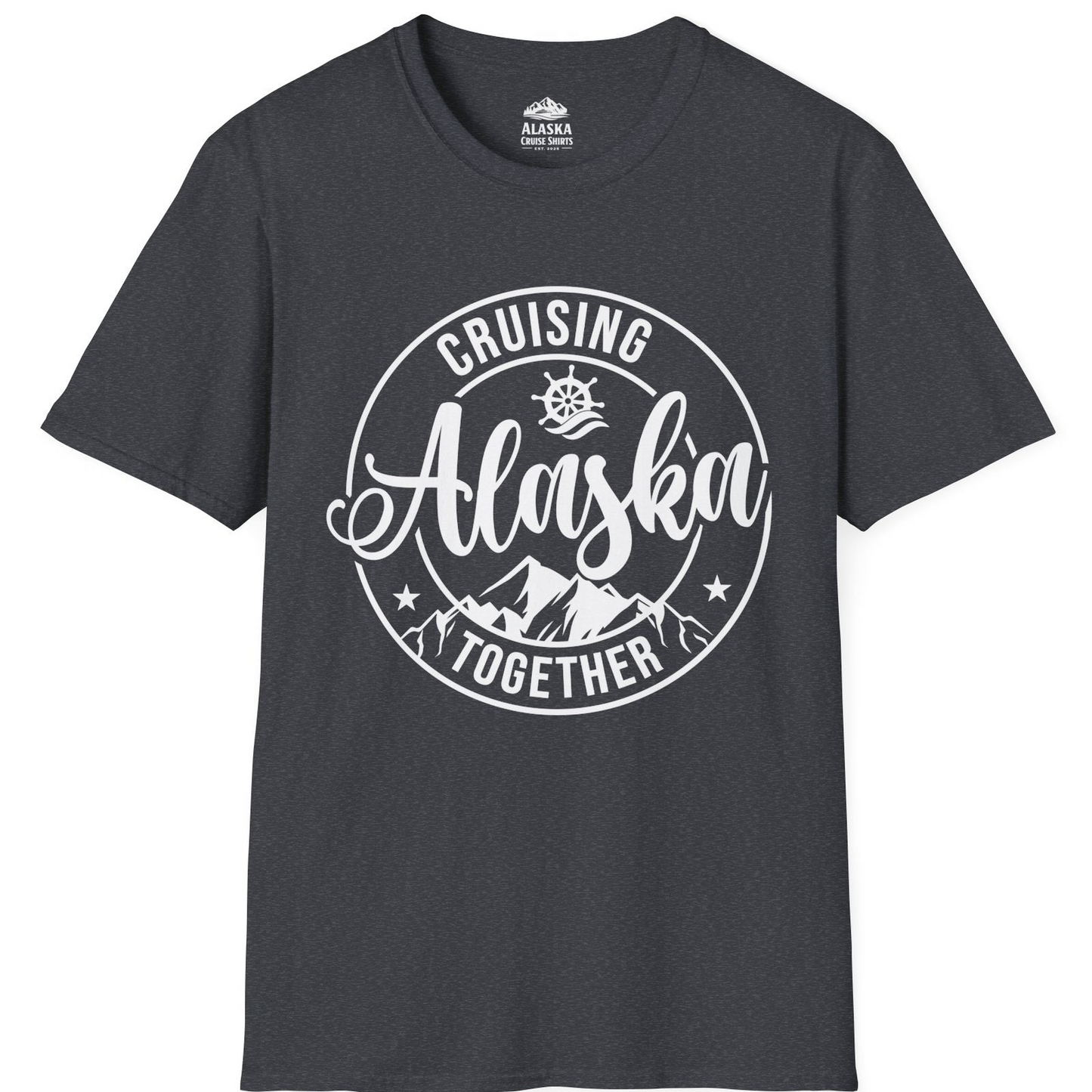 Cruising Alaska Together Shirt - Mountain Nautical Family Cruise Design T-Shirt – Dark Heather Grey – Alaska Cruise Shirts
