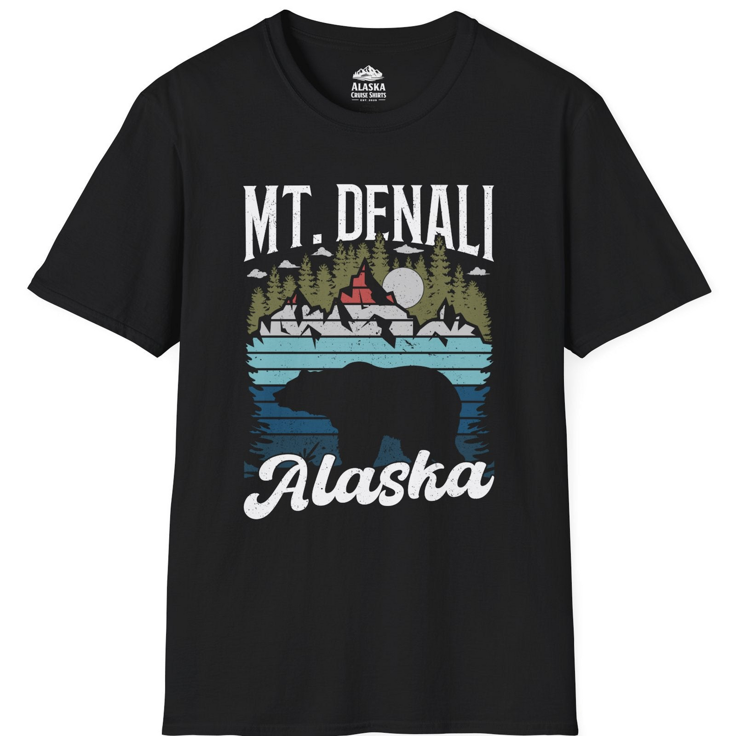 Mt Denali Alaska Bear Wilderness Shirt - Vintage Distressed Outdoor Tee T-Shirt – Black – Alaska Cruise Shirts