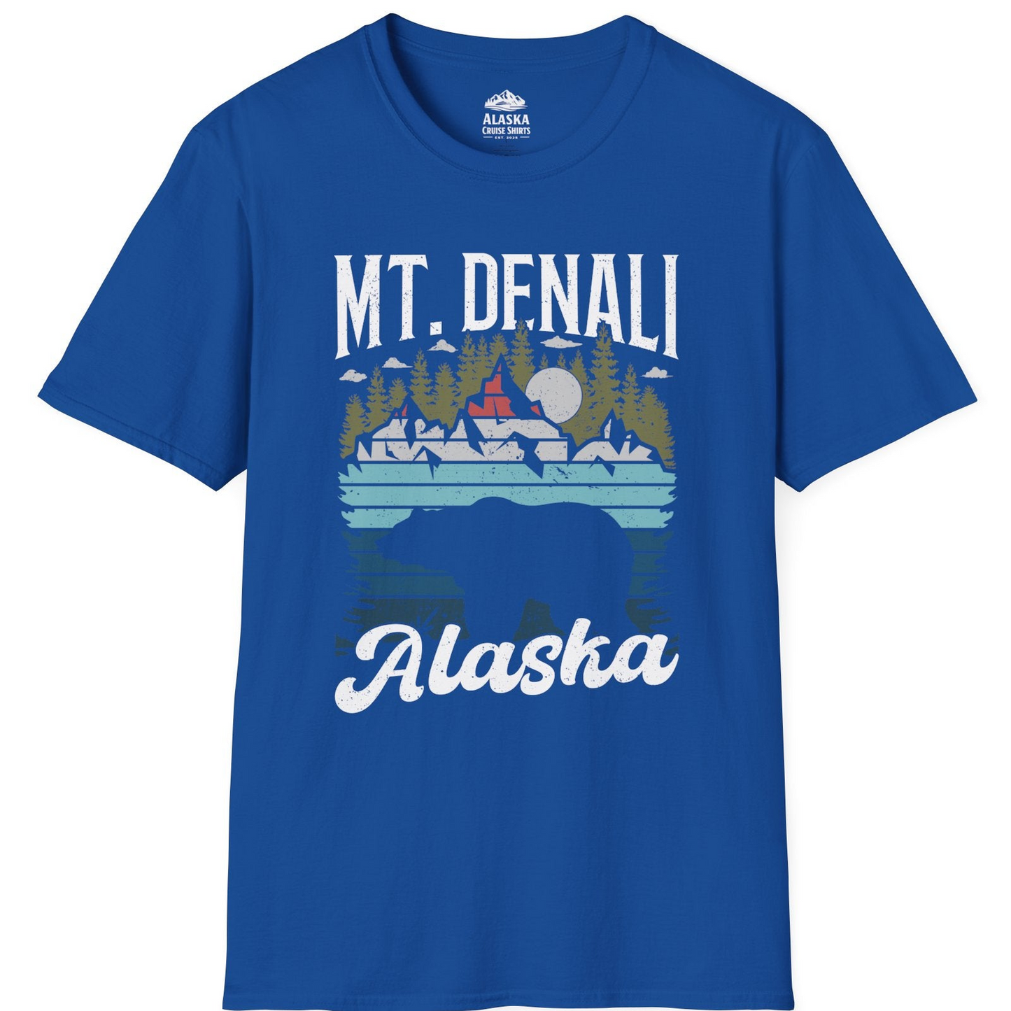 Mt Denali Alaska Bear Wilderness Shirt - Vintage Distressed Outdoor Tee T-Shirt – Royal – Alaska Cruise Shirts