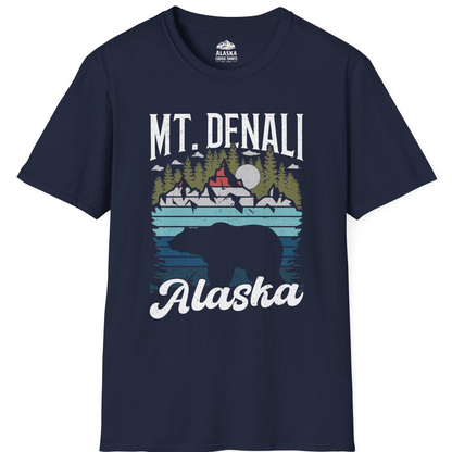 Mt Denali Alaska Bear Wilderness Shirt - Vintage Distressed Outdoor Tee T-Shirt – Navy – Alaska Cruise Shirts