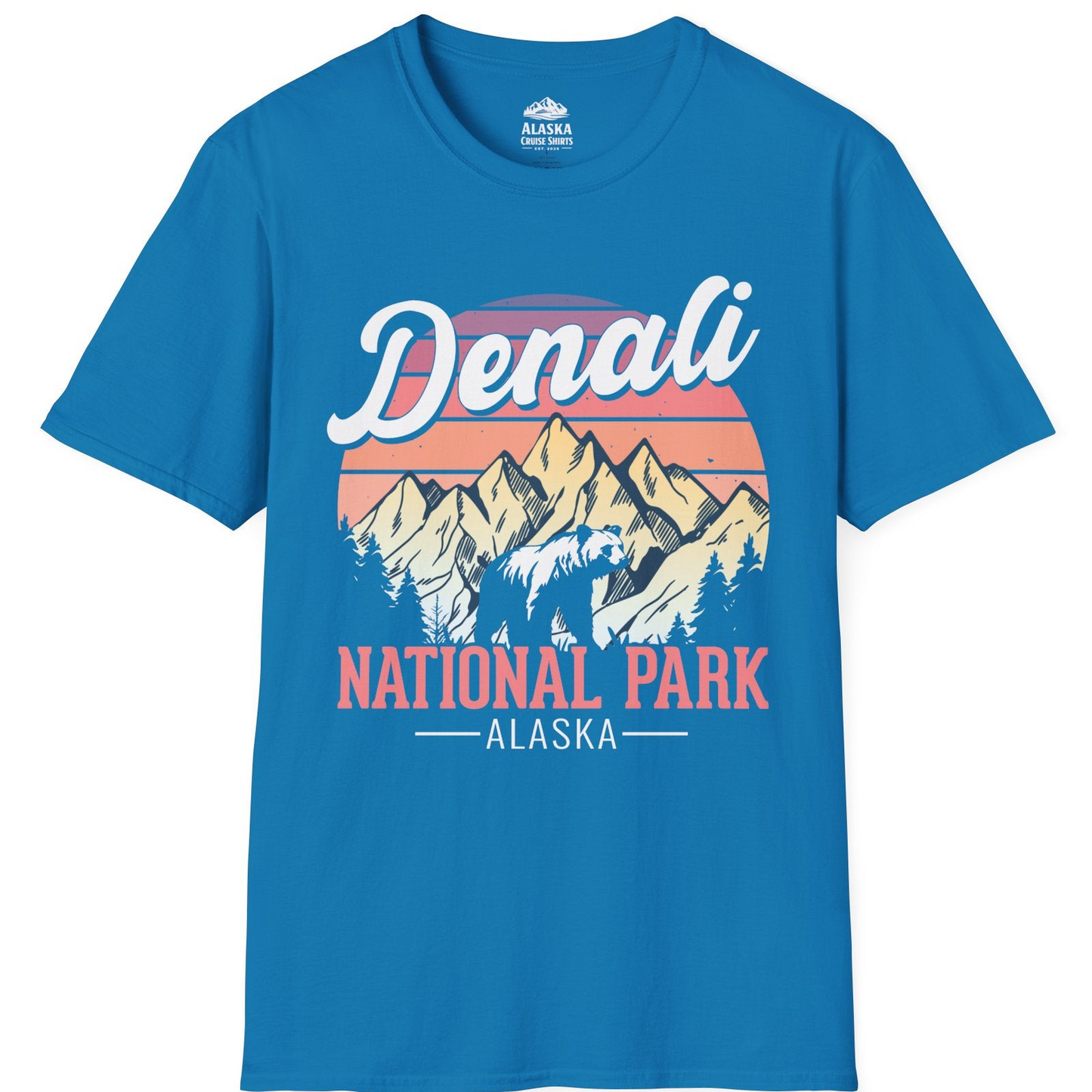 Retro Denali National Park Alaska Bear Mountains Vintage Shirt T-Shirt – Sapphire – Alaska Cruise Shirts