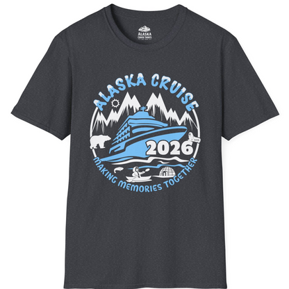 Alaska Cruise 2026 Shirt - Family Adventure Wildlife Nature Graphic Tee T-Shirt – Dark Heather Grey – Alaska Cruise Shirts