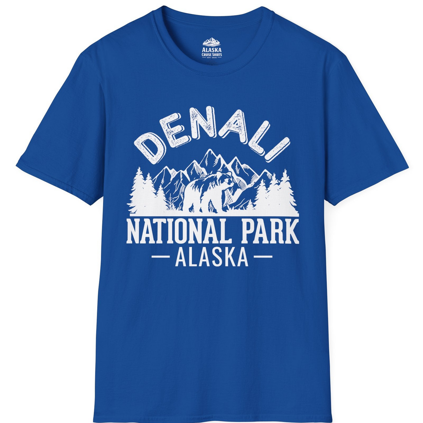 Denali National Park Bear Mountains Vintage Alaska Nature Shirt T-Shirt – Royal – Alaska Cruise Shirts