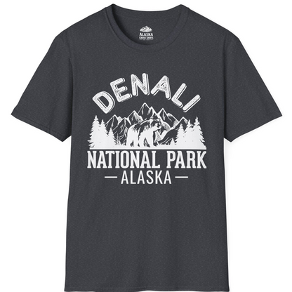 Denali National Park Bear Mountains Vintage Alaska Nature Shirt T-Shirt – Dark Heather Grey – Alaska Cruise Shirts