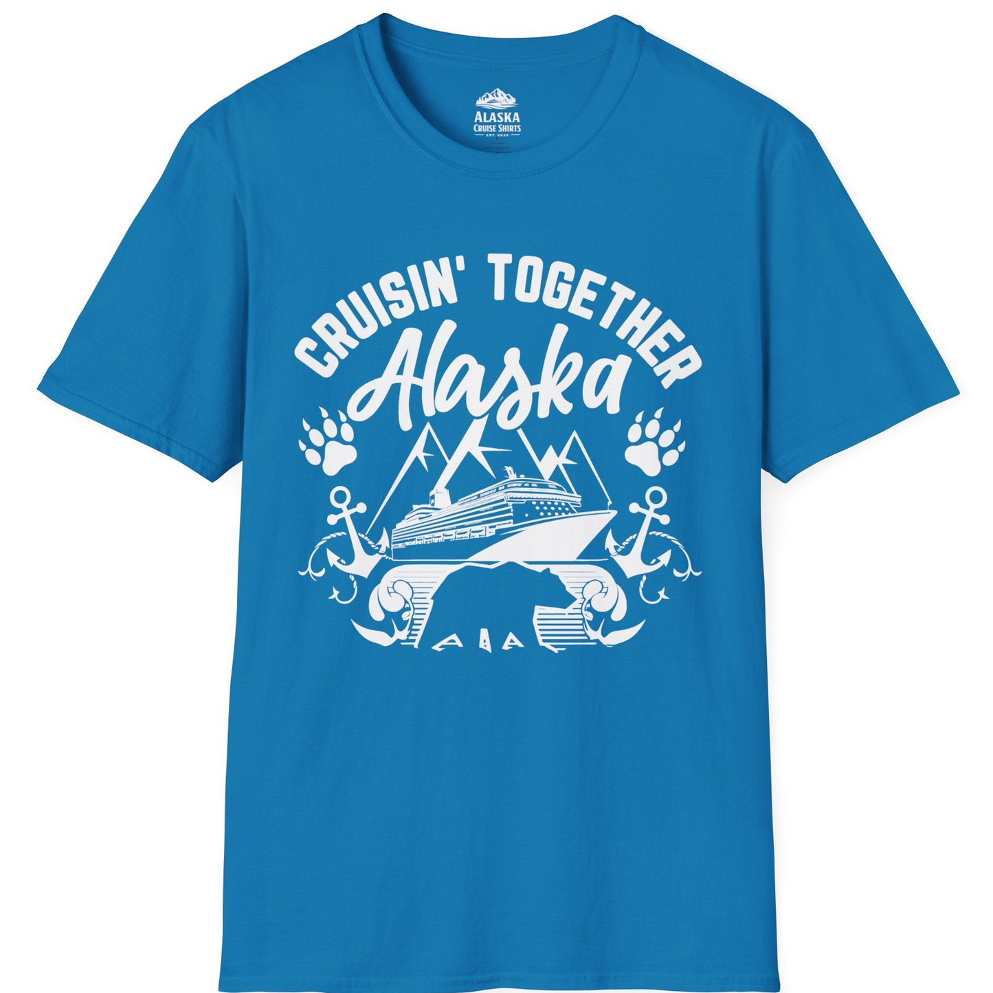 Alaska Cruise Adventure Shirt - Wildlife Bear Paw Nautical Anchors T-Shirt – Sapphire – Alaska Cruise Shirts