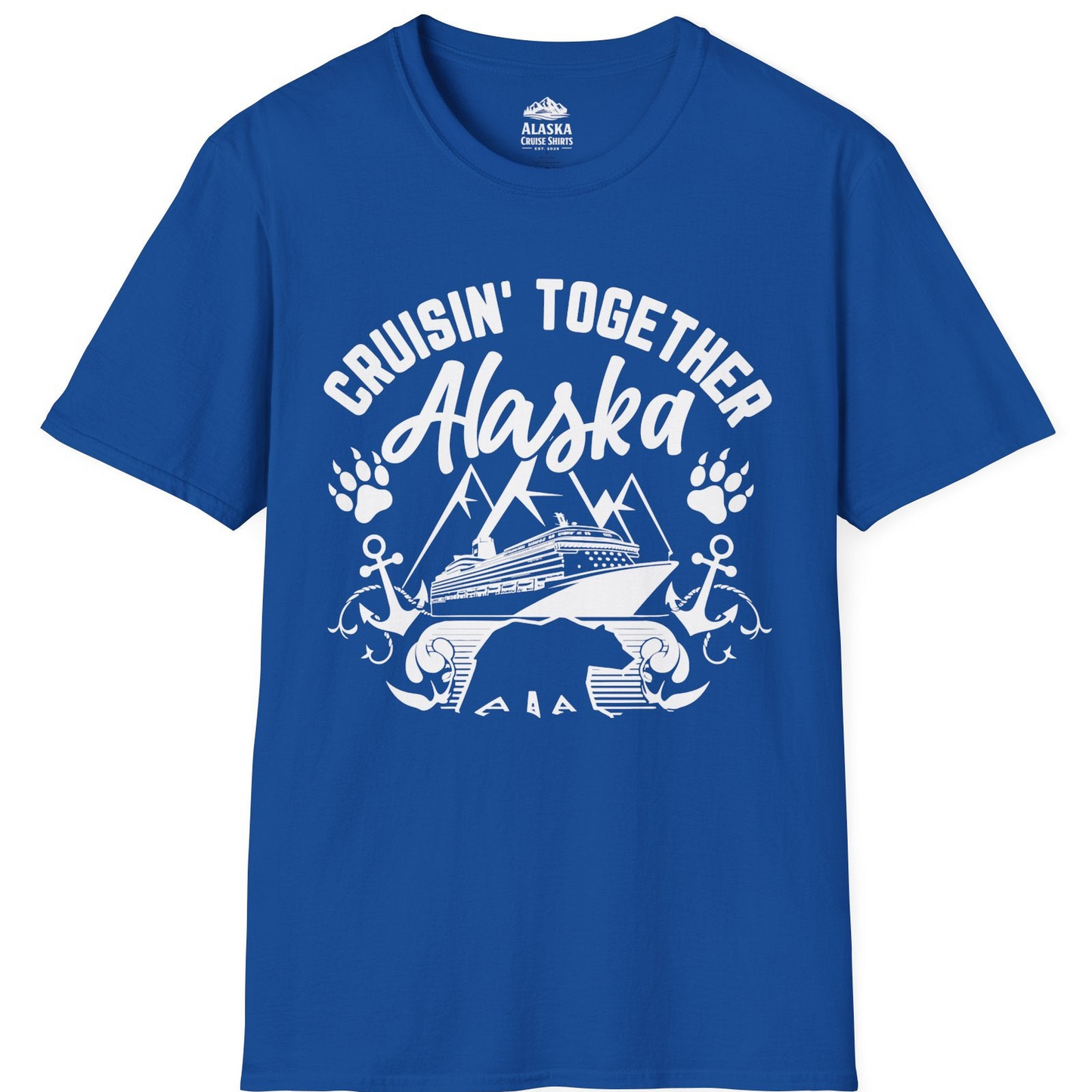 Alaska Cruise Adventure Shirt - Wildlife Bear Paw Nautical Anchors T-Shirt – Royal – Alaska Cruise Shirts