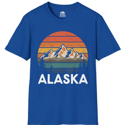 Retro Alaska Mountain Scenery Shirt - Vintage Denali Sunset Tee T-Shirt – Royal – Alaska Cruise Shirts