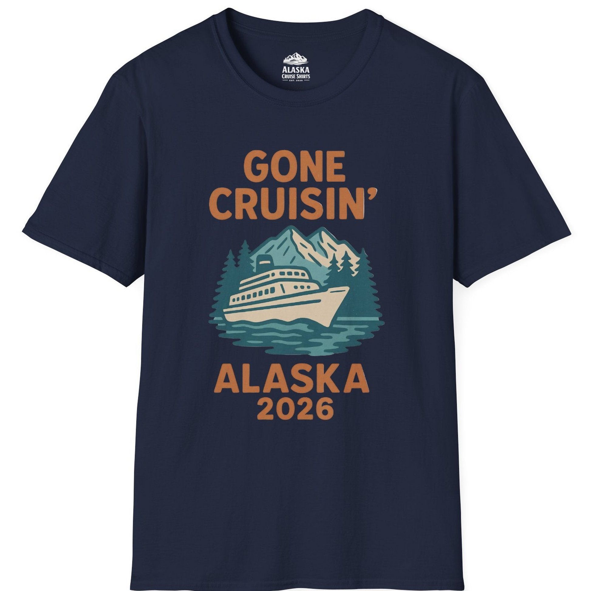 Gone Cruisin Alaska 2026 Retro Cruise Ship Nature Scenery Shirt T-Shirt – Navy – Alaska Cruise Shirts