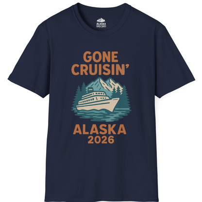 Gone Cruisin Alaska 2026 Retro Cruise Ship Nature Scenery Shirt T-Shirt – Navy – Alaska Cruise Shirts