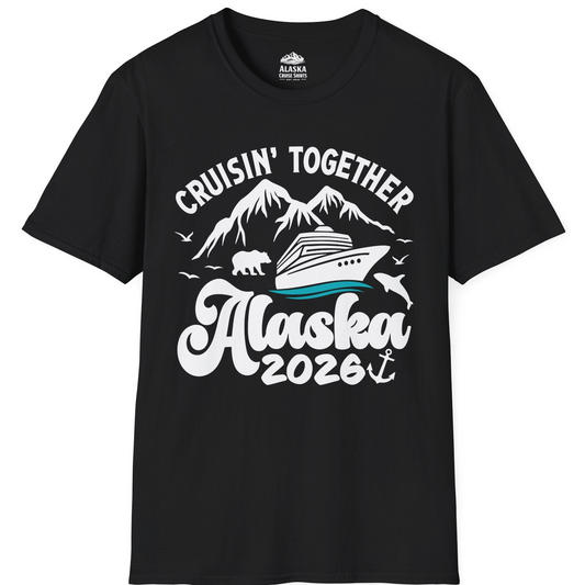 Alaska Cruise Adventure Shirt - Mountains Wildlife and Nautical 2026 T-Shirt – Black – Alaska Cruise Shirts