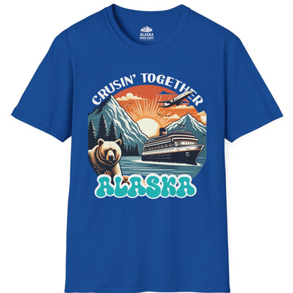 Alaska Cruise Shirt - Retro Bear and Ship Vintage Travel Illustration T-Shirt – Royal – Alaska Cruise Shirts