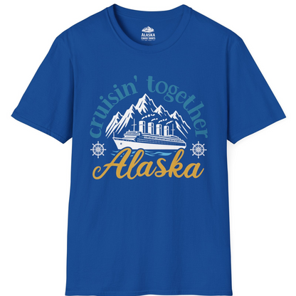 Alaska Cruise Adventure Shirt - Retro Mountains and Ship Graphic Tee T-Shirt – Royal – Alaska Cruise Shirts