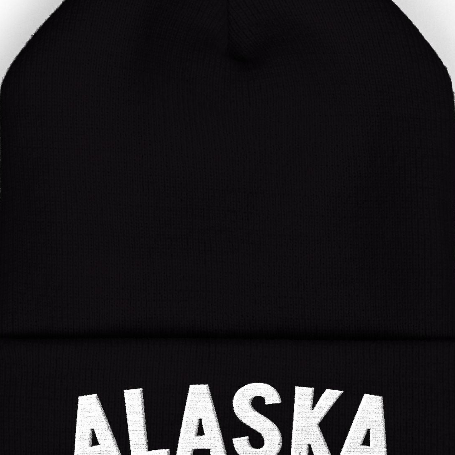 Alaska Embroidered Cuffed Beanie T-Shirt – Black – Alaska Cruise Shirts Close Up