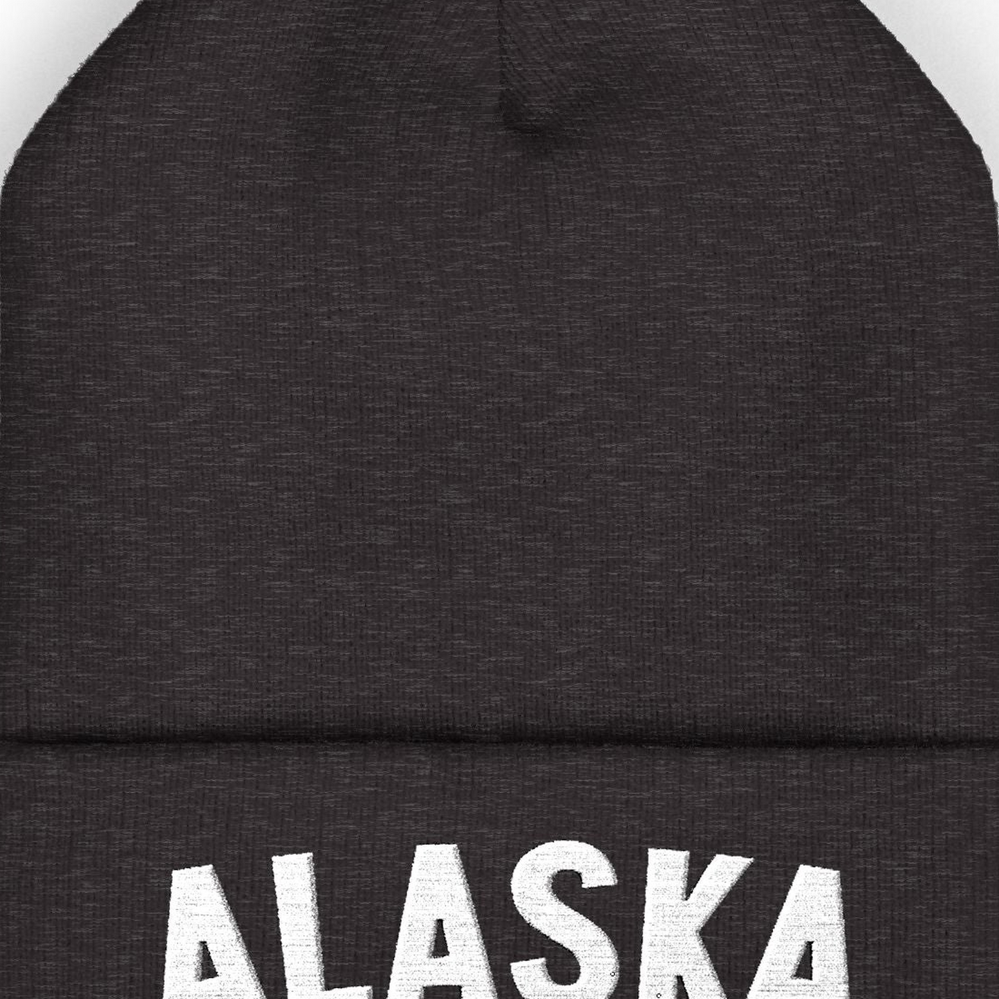 Alaska Embroidered Cuffed Beanie T-Shirt – Dark Grey – Alaska Cruise Shirts Close Up