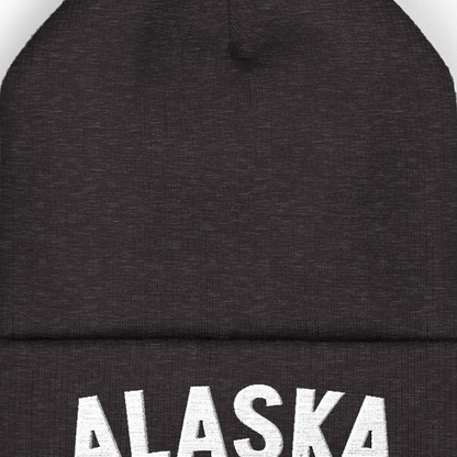 Alaska Embroidered Cuffed Beanie T-Shirt – Dark Grey – Alaska Cruise Shirts Close Up