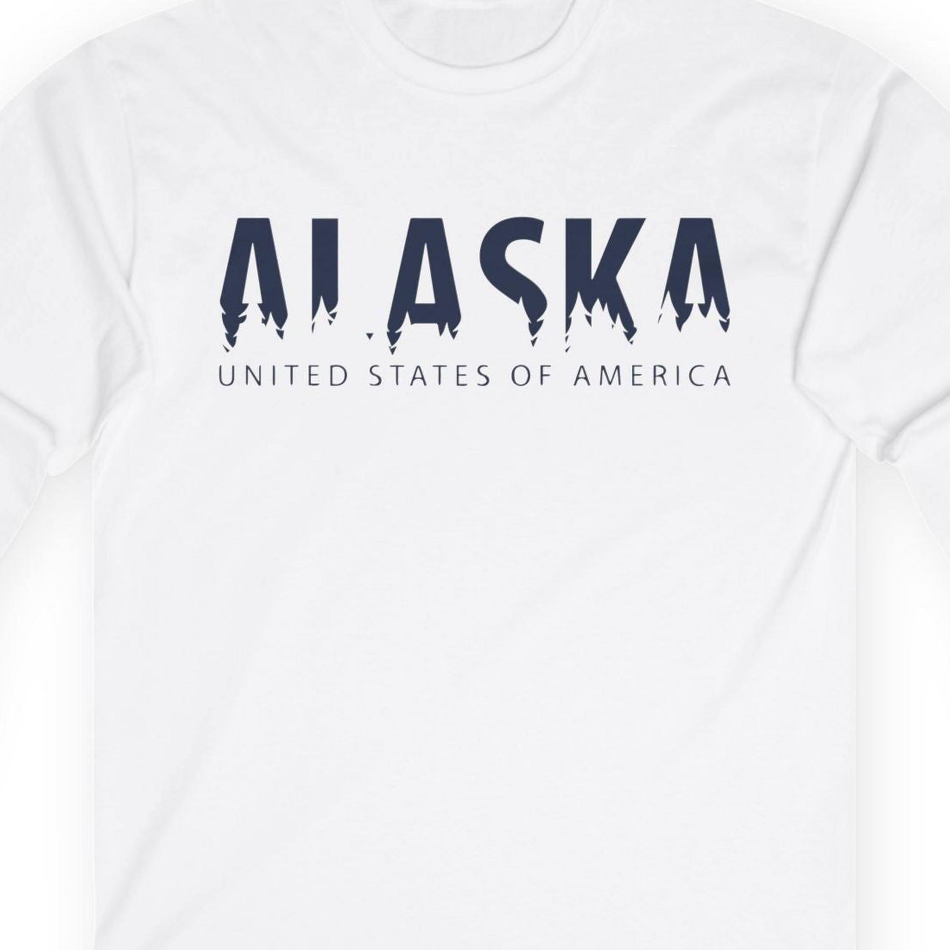 Alaska United States Typography Shirt T-Shirt – White – Alaska Cruise Shirts Close Up