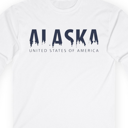Alaska United States Typography Shirt T-Shirt – White – Alaska Cruise Shirts Close Up